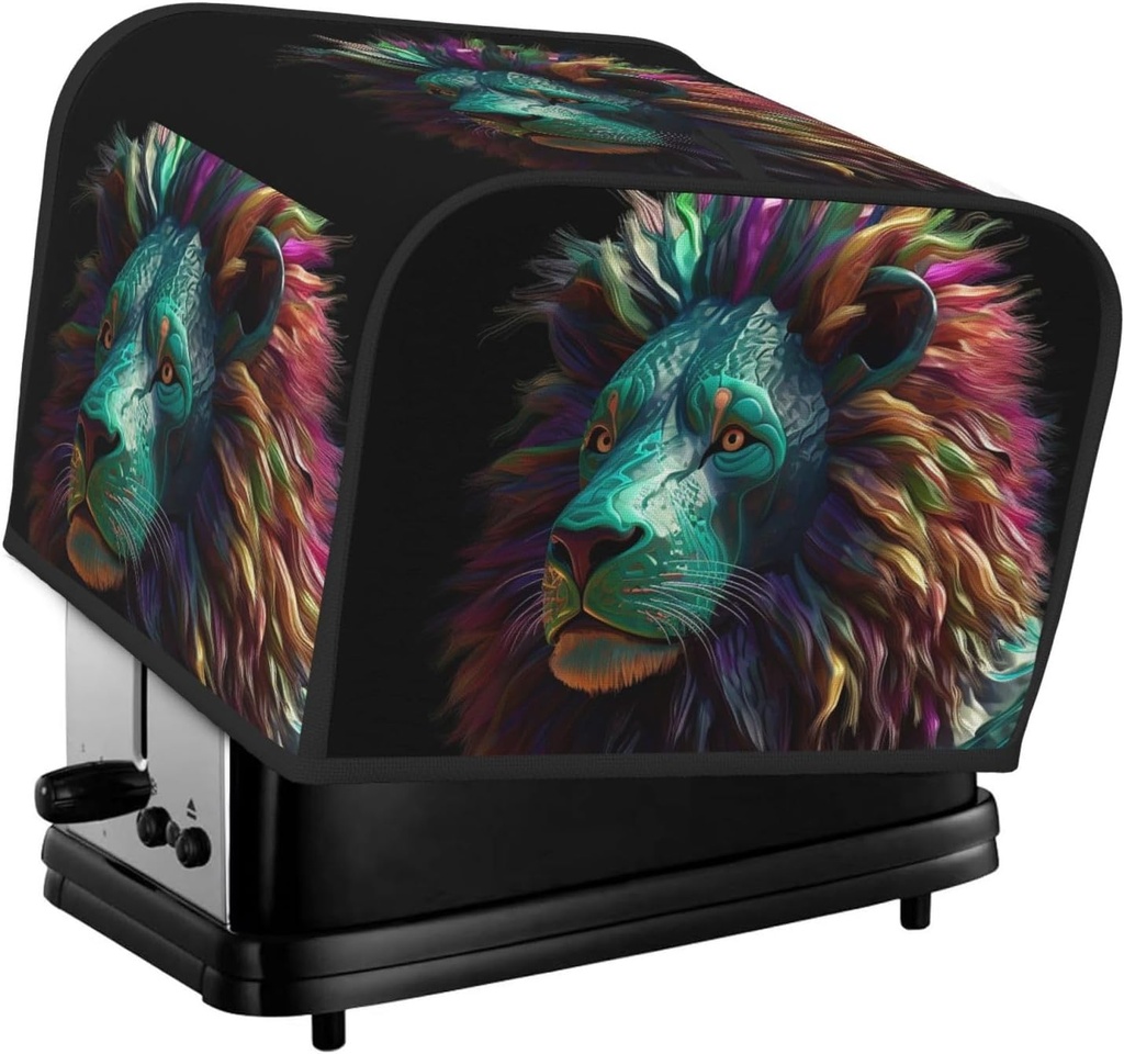 4 Slice Toaster Covers Bread Machine Cover Quilted Dustproof Fingerprint Protectors Small Washable Appliance Cover Abstract 3d Art Lion Bread Maker Dust Protection Universal Size