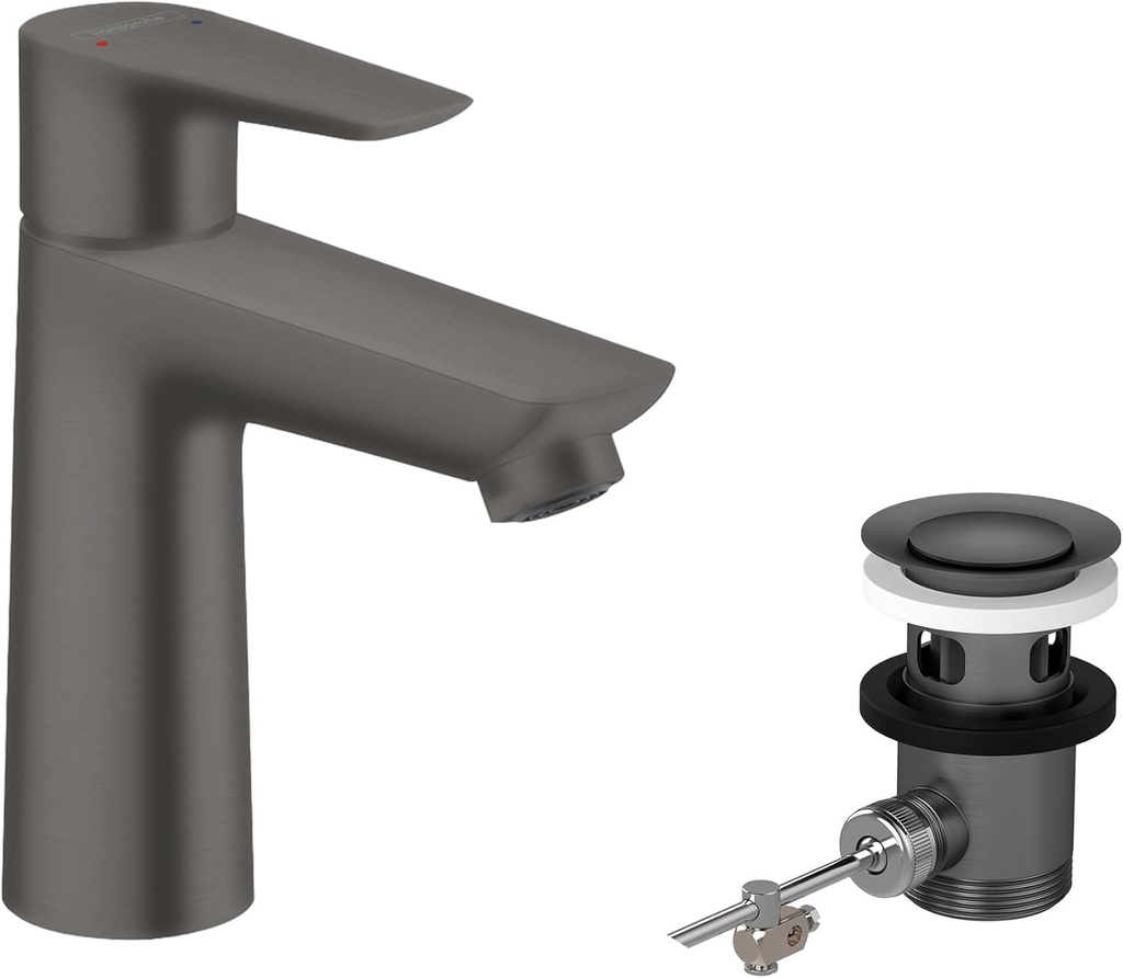 Hansgrohe Talis E Single Lever Basin Mixer 110 With Pop-Up Waste, Brushed Black Chrome, 71710340