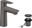 Hansgrohe Talis E Single Lever Basin Mixer 110 With Pop-Up Waste, Brushed Black Chrome, 71710340