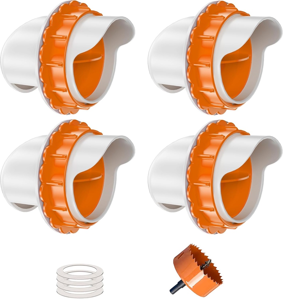 DIY Chicken Feeders No Waste, 4 Ports Poultry Feeder with Hole Saw for Buckets Troughs Orange