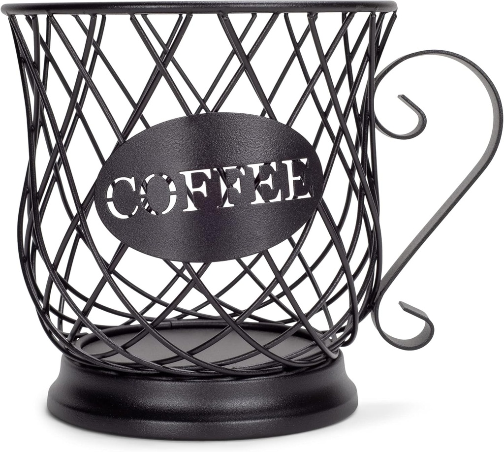 NAT & Jules Coffee Matte Black 7 inch Iron Metal K Cup Coffee Pod Holder Organizer Basket