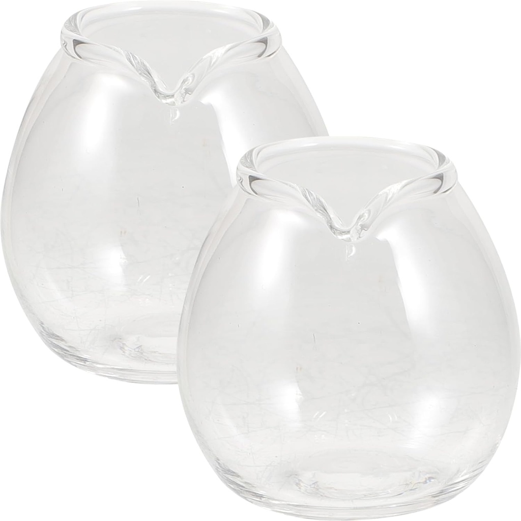 BESTOYARD 2 Pcs Mini Glass Milk Cup Mini Glass Milk Pitcher for Sauce Maple Syrup Pitcher Mini Glass Milk Pitcher for Coffee Espresso Shots Mini Kettle Tea Small Material Honey, 4x3.5cm