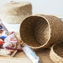 LIOONS Round Handmade Bread Box, Woven Snack Storage Box, Wicker Storage Bread Basket, Kitchen Food Shelf Organizer