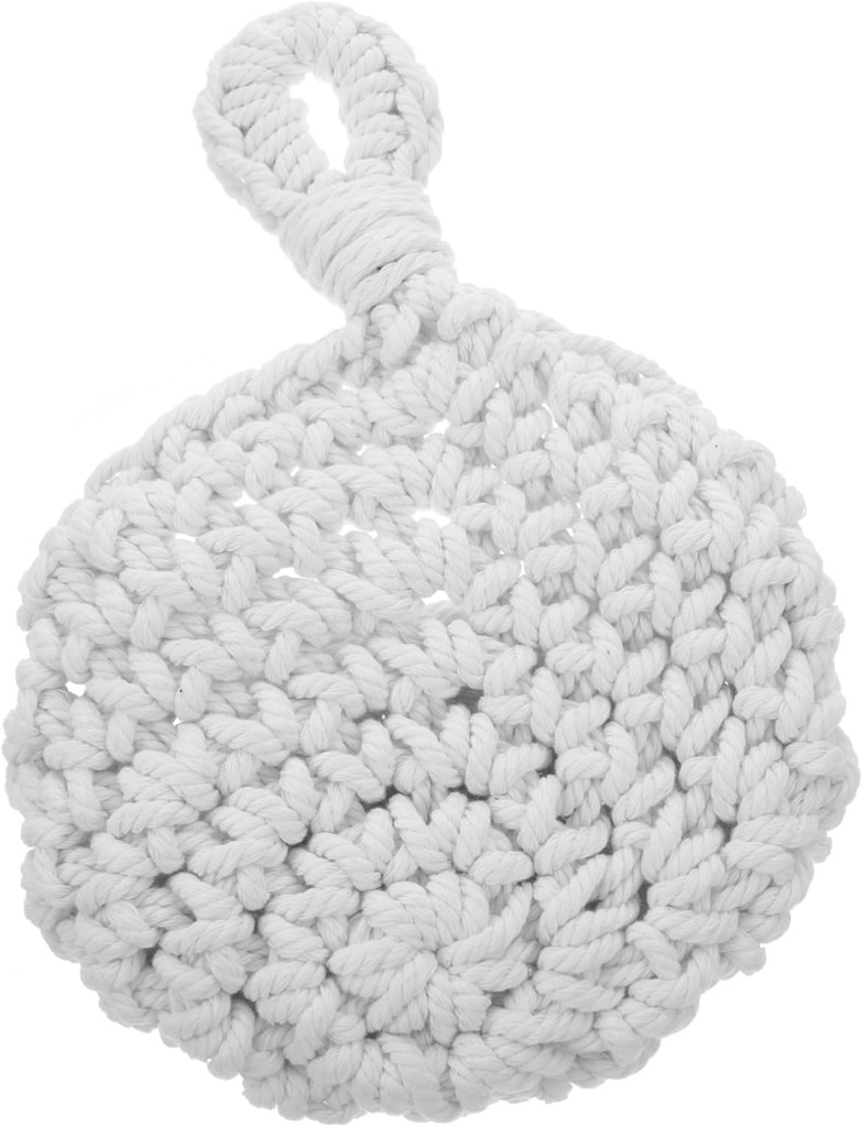 Cotton Rope Woven Hanging Fruit and Vegetable Basket Lightweight Wall Storage Organizer for Kitchen Living Restaurant No Odor Natural Material Holder