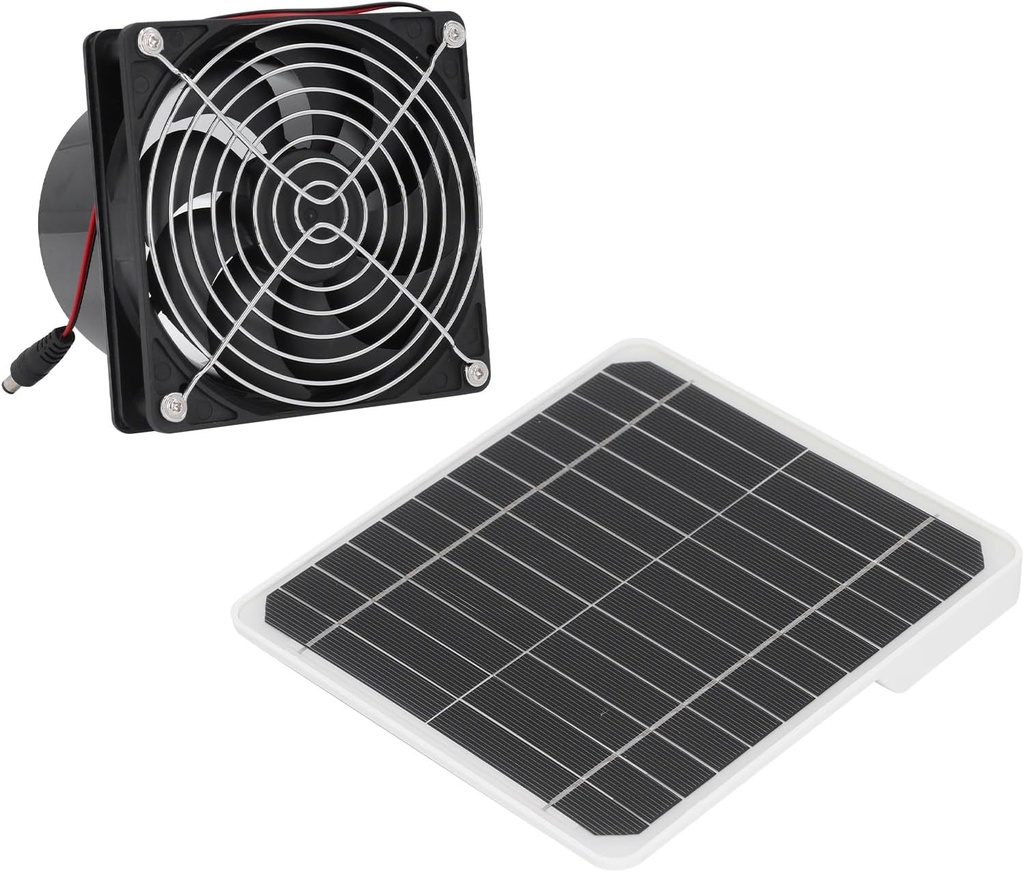 Asixxsix Solar Powered Exhaust Fan, 6.5 Inch Ventilation Fan with 50W 12V Solar Panel for Indoor Outdoor Use