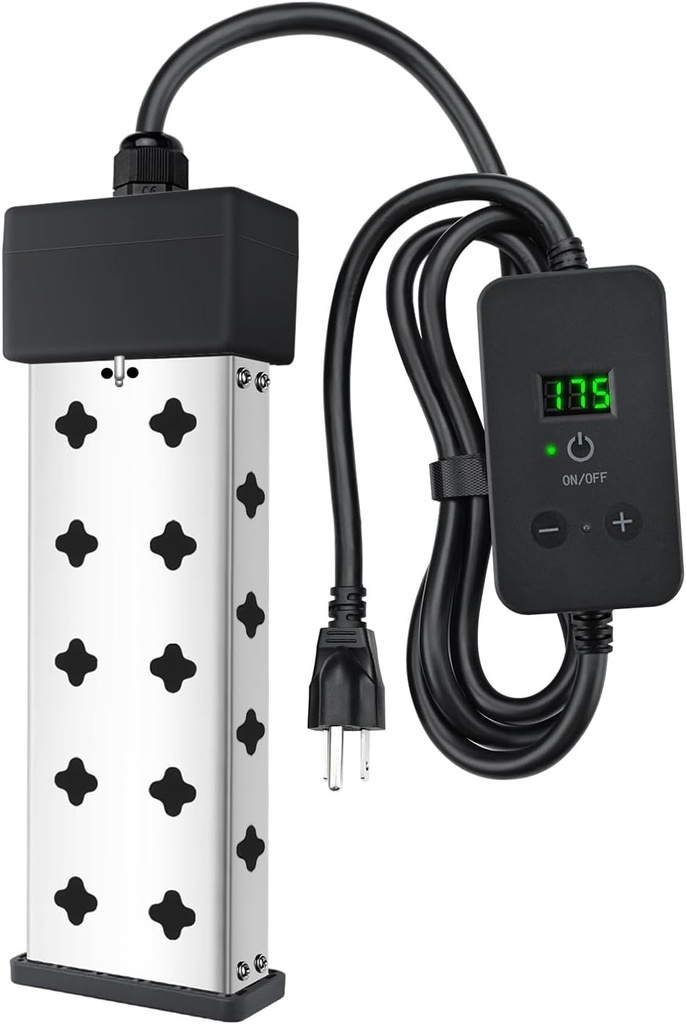 Immersion Water Heater 1800W, Portable Submersible, Real Time Temp Display, Thermostat Temp Control, Dry Burn Protection, Heating for Buckets Bathtubs Hot Tubs Above Ground and Inflatable Pools