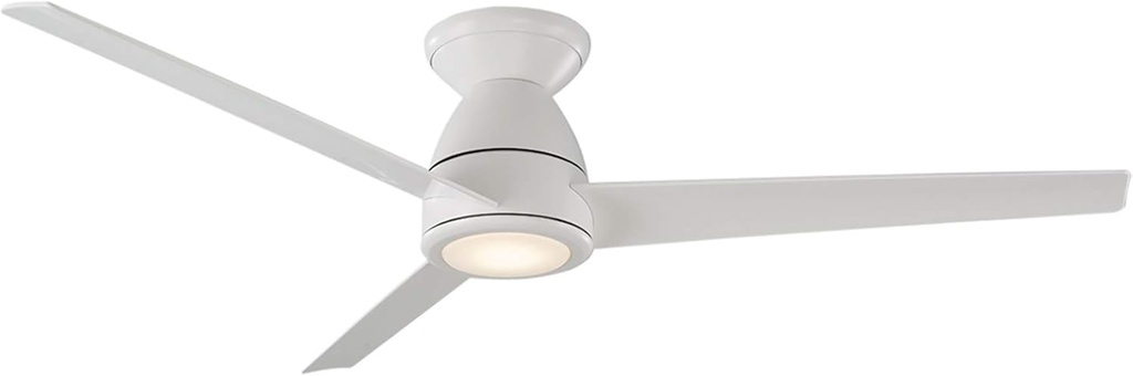 Modern Forms Tip Top Smart Indoor and Outdoor 3-Blade Flush Mount Ceiling Fan 52in Matte White with 2700K LED Light Kit and Remote Control worksworks with Alexa and iOS or Android App