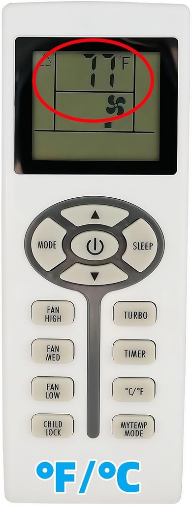 Replacement Remote Control ZCF/TL-09 Compatible for Chigo Portable Room Casement Windows Air Conditioner