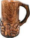Handcrafted Wooden Beer Mug with Handle Antique Color Floral Cut Design Viking Renaissance Tankard Rustic Fantasy Stein Groomsmen Gift
