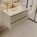 Wall-Mount Bathroom Vanity – Modern Floating Vanity with Soft-Close Drawers, Laminate Doors, Plywood Construction (Roma Clay, 24" Width)