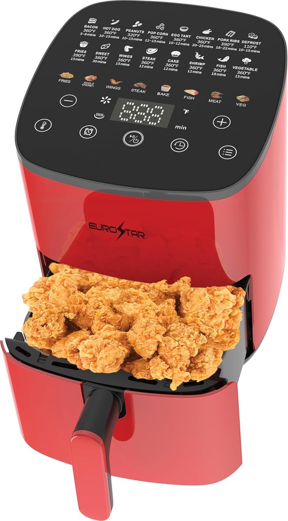 EUROSTAR EAF481R 5 Quart Digital Air Fryer, Red