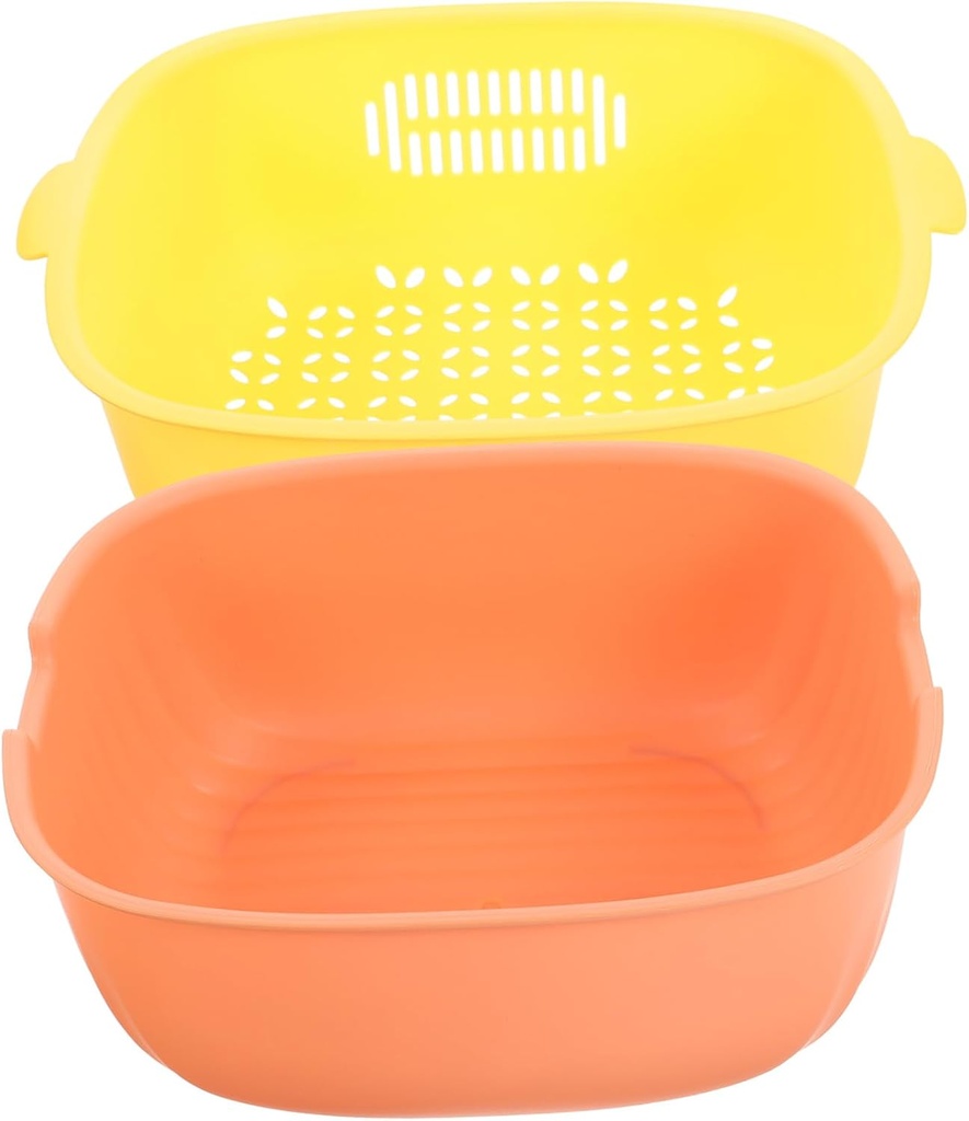Garneck Large Capacity Double-layer Drain Basket Kitchen Fruit Basket Dish Drainer Sink Strainer