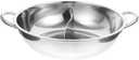 Stainless steel mandarin duck pot kitchen cooking pot divided pan shabu hot pot shabu shabu pot with divider hot pot electric korean hot pot divider pan Chinese style soup pot (Color : Silver, Size
