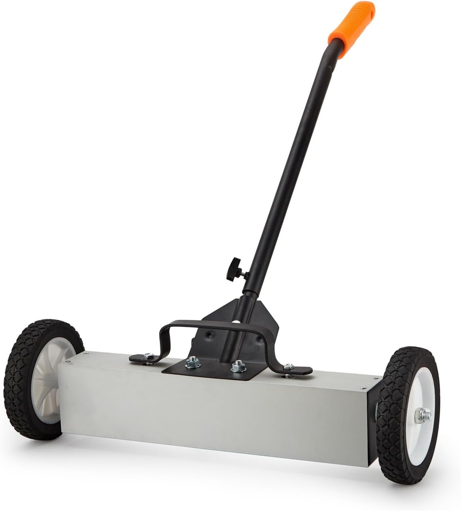 HARDK 18'' Heavy-Duty Rolling Magnetic Sweeper with Wheels, Telescoping Handle,Large Push-Type Magnet Pickup Sweeper with release - 35Lbs for Workshop, Yard, Lawn, Garage, Floor, Nails,Screws