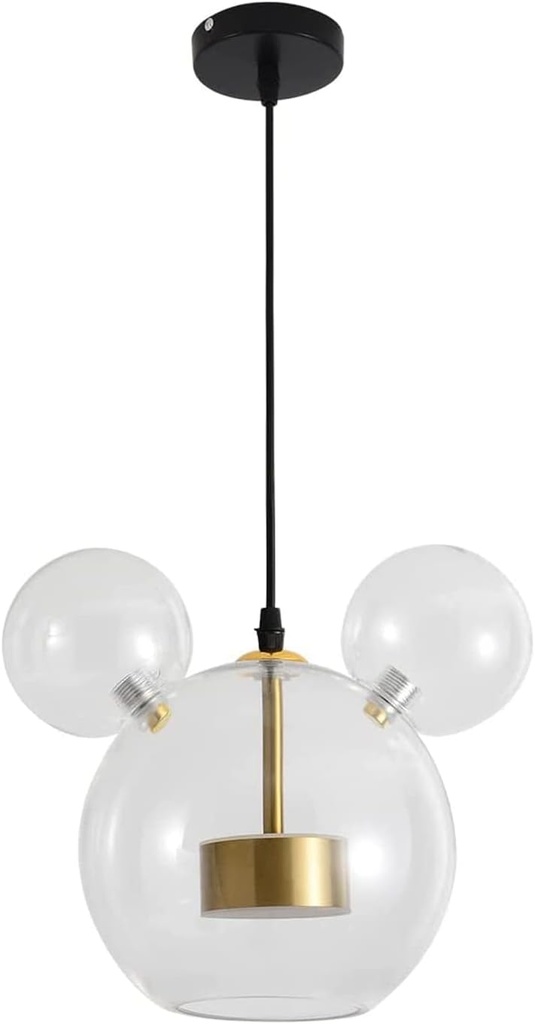 Cartoon Mouse Pendant Light Creative Personality Glass Chandelier Cute Fun Children's Bedroom Height Adjustable Ceiling White 001 001