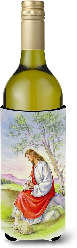 Caroline's Treasures APH0920LITERK Jesus with Lamb Wine Bottle Hugger Bottle Cooler Sleeve Hugger Machine Washable Collapsible Insulator Beverage Insulated Holder
