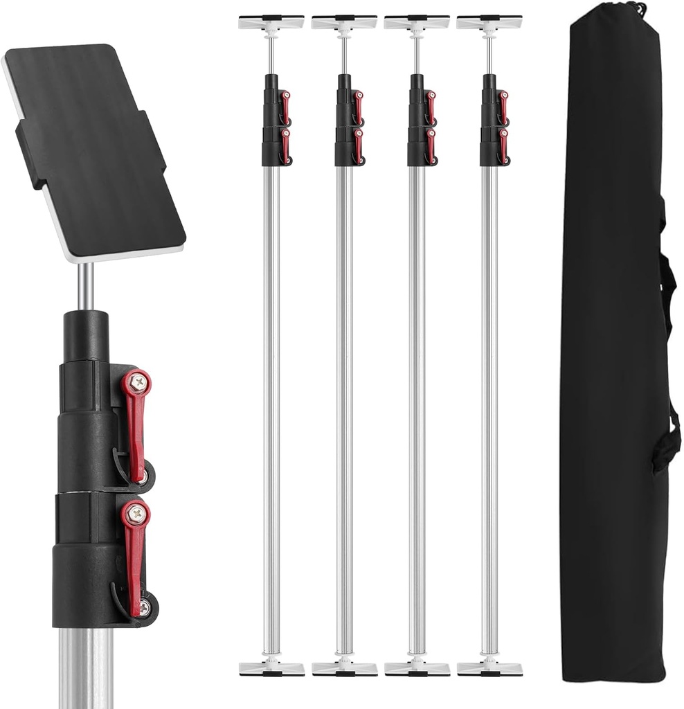 10FT Dust Barrier Poles 4 Pack withCarry Bag, Stainless Steel Retractable Zipper Wall Poles Kit for Renovation, Remodeling and Isolation Work