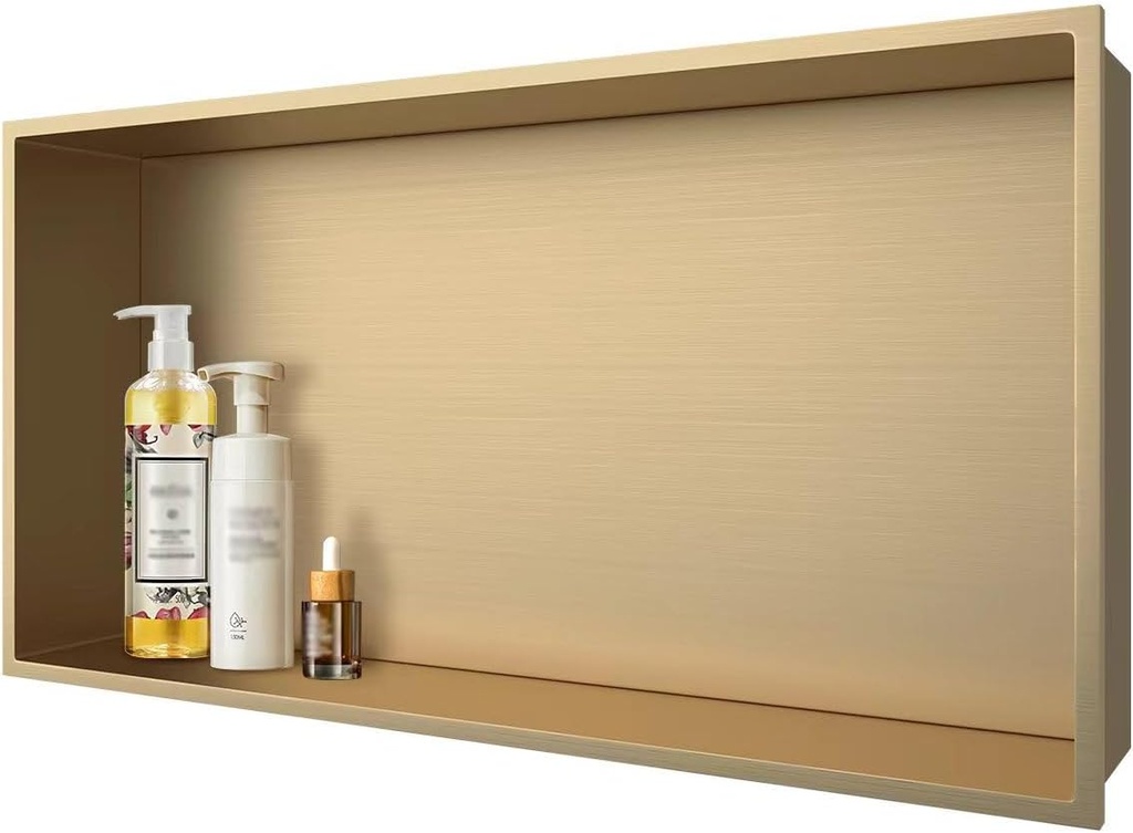 Shower Niche, Stainless Steel Shower Niche, Recessed Niche Shower for Bathroom Storage, No Tiling Required (24''×12'', Champagne Gold)