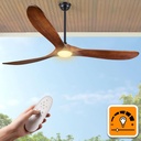 Haipeel 72 Inch Outdoor Ceiling Fans with Lights, Wood Ceiling Fan with Light and Remote Control Propeller Modern Large Ceiling Fans for Patios Farmhouse Indoor Quiet High cfm ETL, Dark Walnut