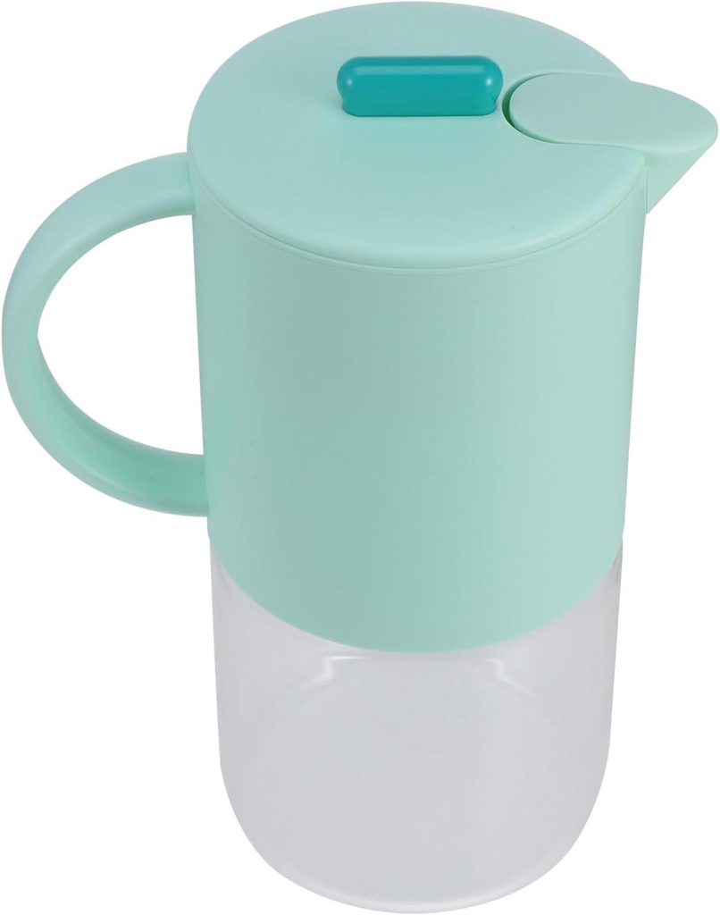 Amosfun Glass Water Pitcher Clear Cold Water Kettle 1.8L Drinks Pitcher Ice Tea Beverage Jug Juice Pot with Handle for Cold Hot Water Sangria Lemonade Milk Green