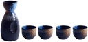 5-Piece Japanese Style Sake Set, Traditional Ceramic Rhyme Series with 1 Sake Pot (250ml) and 4 Sake Cups (50ml), Ideal for Sake Lovers