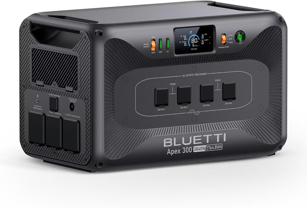 BLUETTI Apex 300 Portable Power Station, 2764.8Wh Solar Generator LFP Battery Backup with 6 3840W AC Outlets (7680W Surge), Simultaneous 120V/240V Output & Black Start, for Home, RV and Emergencies