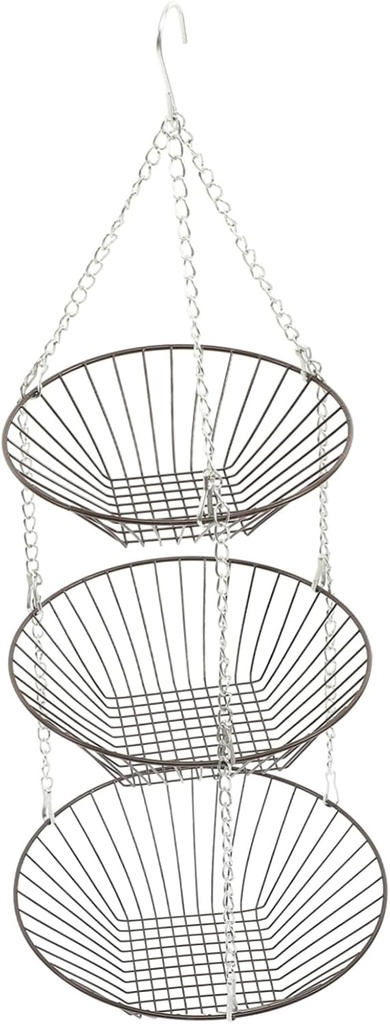 LIFKOME Hanging Iron Basket Organizer Heavy Duty Fruit Basket with Banana Hanger for Kitchen Space-saving Storage for Fruits and Vegetables