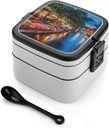 Antonio River Walk Landscape Bento Box with 2 Compartments Adult Lunch Box Lunch Container for Meal Prep Work And Outdoors