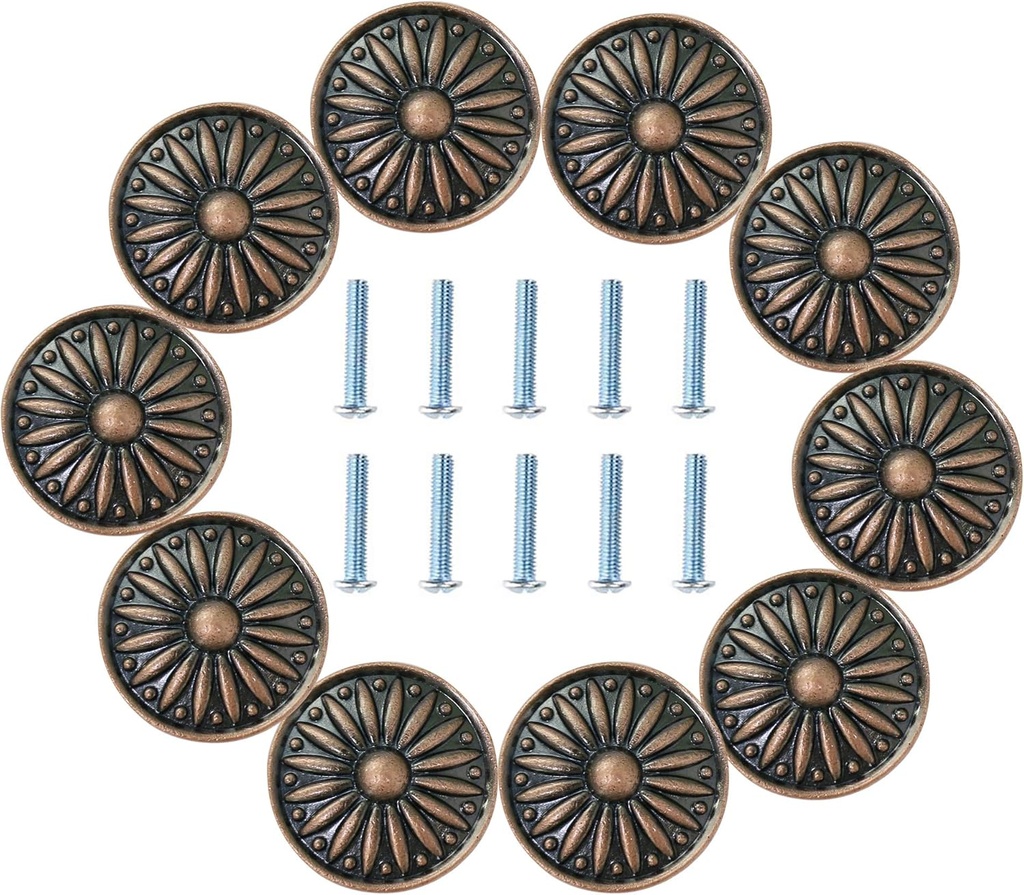 Cabinet Knob, 10Pcs 33mm Dresser Cupboard Cabinet Drawer Knobs Wardrobe Door Pull Handle for Home Office