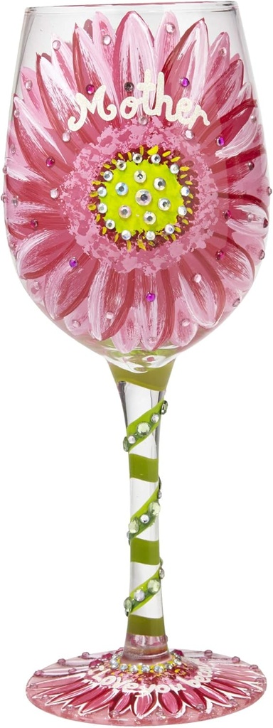 Designs by Lolita “Mom’s Love in Bloom” Hand-painted Artisan Wine Glass, 15 oz.