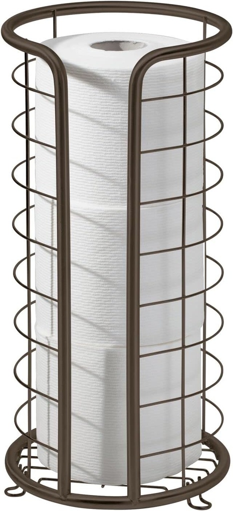 mDesign Metal Toilet Paper Holder Stand - Storage Reserve for 3 Rolls of Toilet Tissue - Freestanding Toilet Paper Holder - Stylish Bathroom Floor Toilet Paper Stand - Omni Collection - Bronze