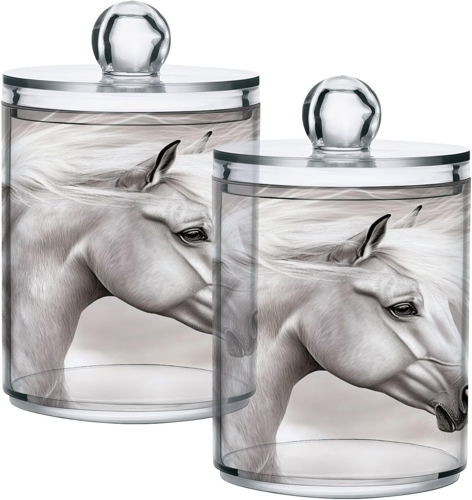 Acrylic Plastic Clear Jar with Lid, Oil White Horse Hair Airtight Storage Jar 2 Pack Kitchen Storage Containers for Cookie Snack Candy