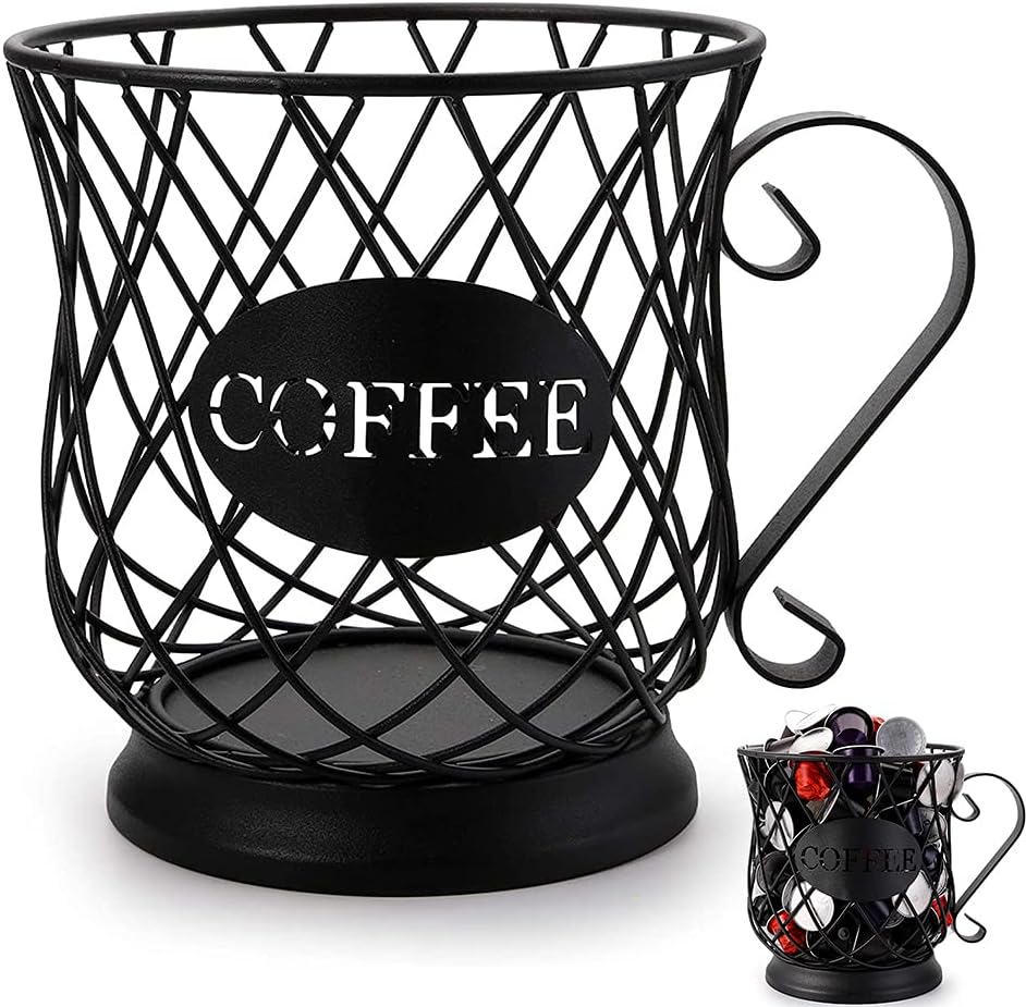 WDDT Coffee Pod Holder, Coffee Capsule Basket, Multiple Capsule Holder, Black Iron Storage Basket