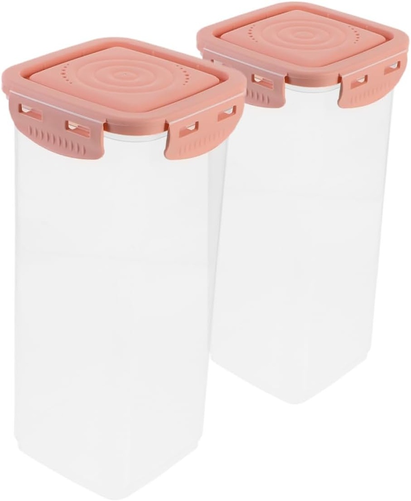 2pcs Box Food Storage Containers Airtight Bread Keeper and Yogurt Cup Holder Pink Plastic Box for Kitchen Countertop for Preserving Bread Snacks and More