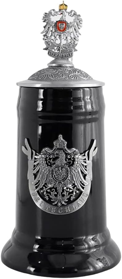0.85L Beer Stein with Matel Pewter Lid Stanley Steel Germany Oktoberfest Tankard Eagle Bierkrug Drinking Glass Horn Coffee Mug Beer Stine Mug for Men for Beer for Can at Christmas Ornaments Cup