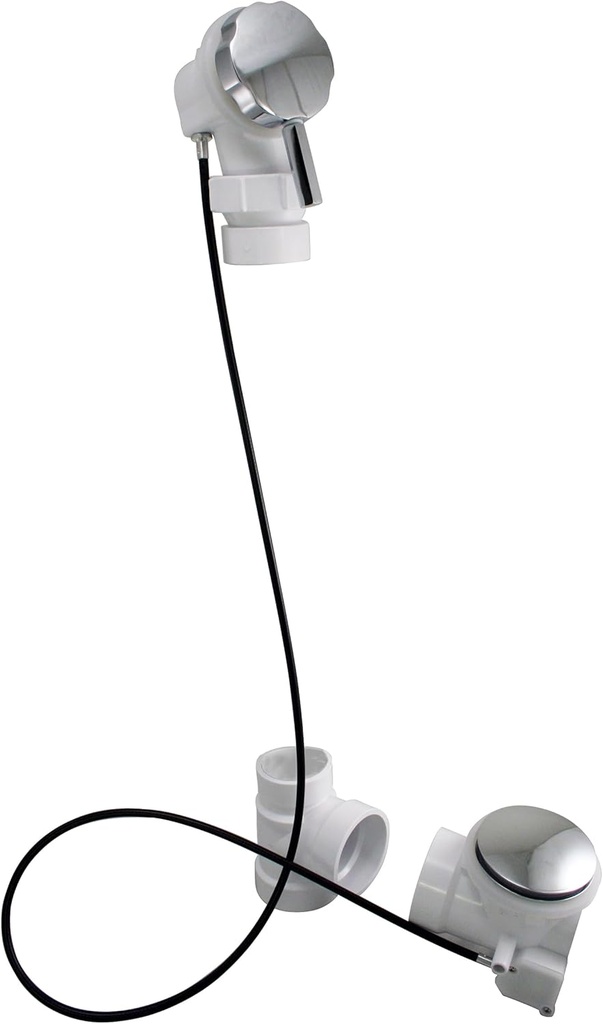 Westbrass Rapid Flow 2 in. Ball Joint Head PVC Cable Drive with 45” Cable, Polished Chrome, D52P45BJ-26