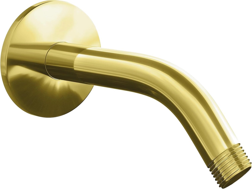 SparkPod 6 Inch Shower Arm with Flange - Solid Stainless Steel Shower Head Extension Arm - Wall-Mounted for Fixed & Handheld Showerheads - Teflon Tape Included (Standard 6", Egyptian Gold)