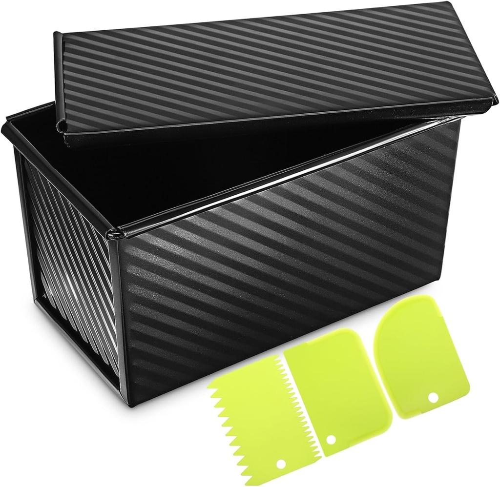 3pcs Non-stick Toast Box Black Scrape Tools Baking Bread Supplies Loaf Pan Lid Baking Pan Bread Making Container