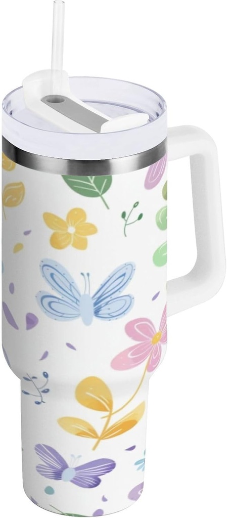 30 oz Tumbler With Handle and Straw Lid, Stainless Steel Vacuum Insulated Tumbler for Water, Iced Tea or Coffee, Easy to Clean (Spend)