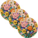 3 Pcs Trivet Mats for Hot Dishes 15in Cotton Thread Weave Hot Pot Holders for Crock Pot Home Accessories Spring Flowers Cactus Flower Sunflower
