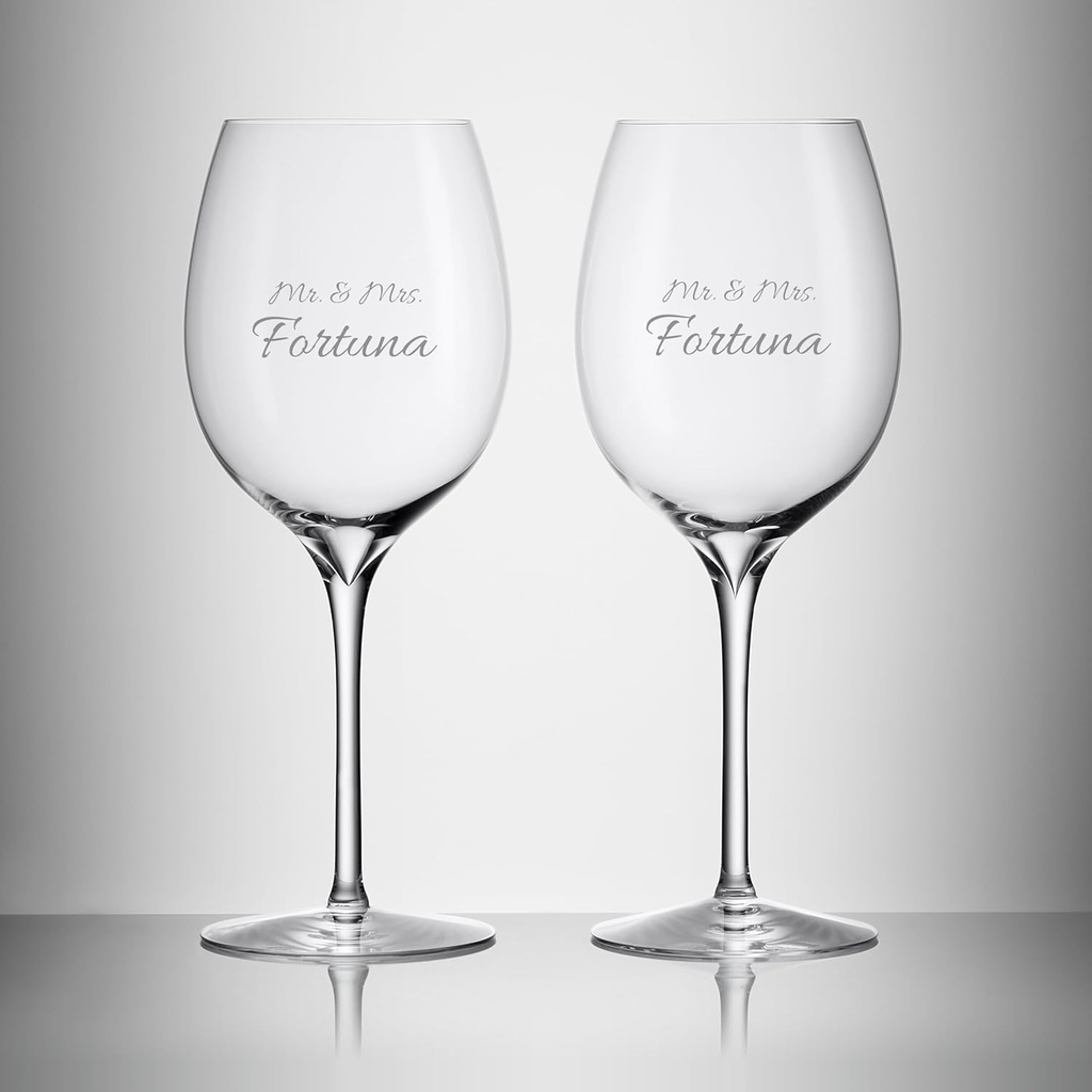 Waterford Personalized Elegance Pinot Grigio Wine Glasses, Set of 2 Custom Engraved 17.2oz Crystal White Wine Glasses for Viognier, Chablis, Albarino, Gifts for Wine Lovers