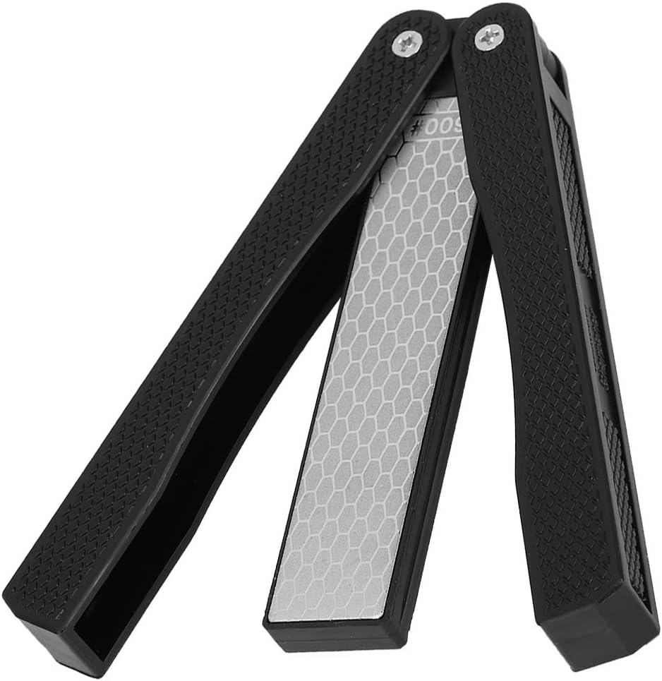 Double Sided Sharpener, Folding Pocket Knife Sharpening Stone Portable Garden Tool Sharpener for Axe Hatchet Lawn Mower Blade Garden Shears Chisels Spade Drills