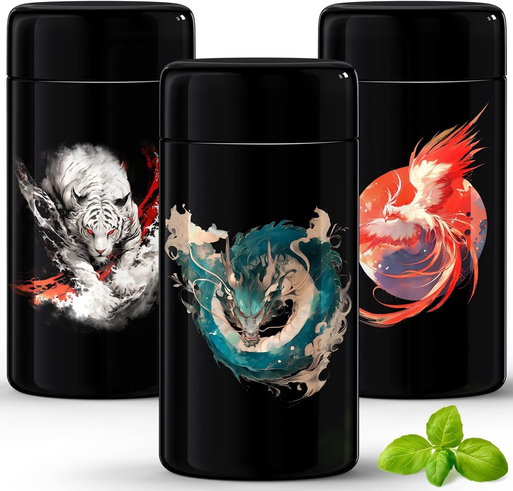 Zeneration Smell Proof Jar (500 ml/1 Oz), Airtight Smell Resistant Herbs/Spices Jar, Air Proof to Preserve Aroma, UV Glass with 2-way 62% Humidity Control to Keep Goods Fresh for Months (3 pack)