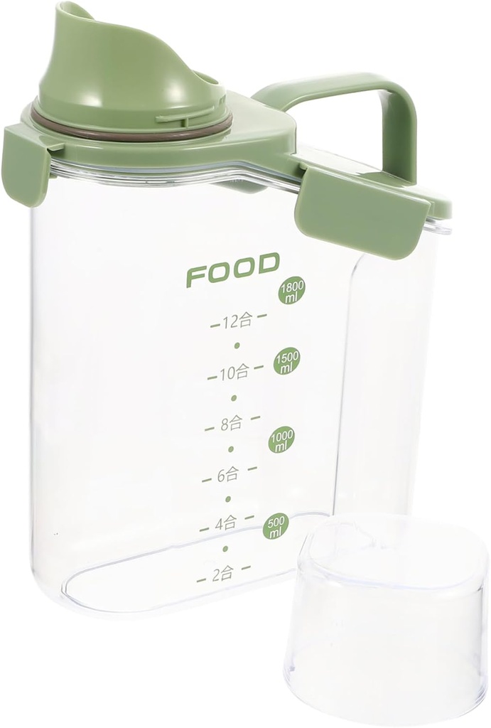 PRETYZOOM Airtight Grain Storage Container Food Grade Kitchen Canister with Lid and Scale Transparent Pantry Organizer for Nuts Cereals Rice Moisture and Easy Pour Design