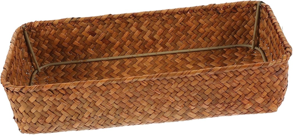 GLEAVI Woven Cutlery Organizer Straw Storage Basket Home Decor Baskets for Dining Room