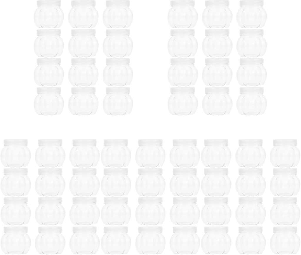 Alipis 60 Pcs Transparent Plastic Pumpkin Jars with Lids - Wedding Candy Storage & Christmas Candy Jars