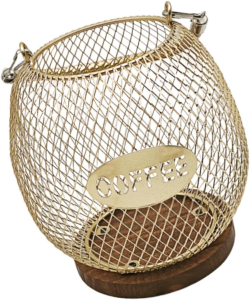 Coffee Pod Holder Rustic Easy to Refill Decor Modern, Coffee Pod Storage Basket, Large Capacity for Room Bar Dinning, Blue Gold, 14.5cmx15.5cm