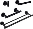 SUS 304 Stainless Steel Bathroom Hardware Set Matte Black 4 Pieces Bathroom Hardware Accessories Sets Wall Mounted Double Towel Bar Towel Holder Hook Toilet Paper Holder AG1102C(45)01C(30.5)C5C7B-4BK