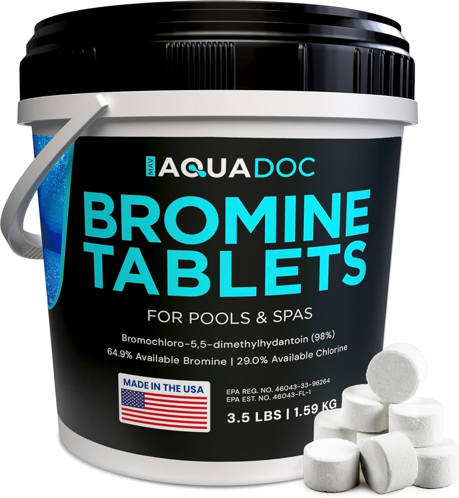AquaDoc Bromine Tablets for Spa Hot Tub - 3.5lbs Sanitizing Bromine for Hot Tubs - 1 Inch Spa Tablets