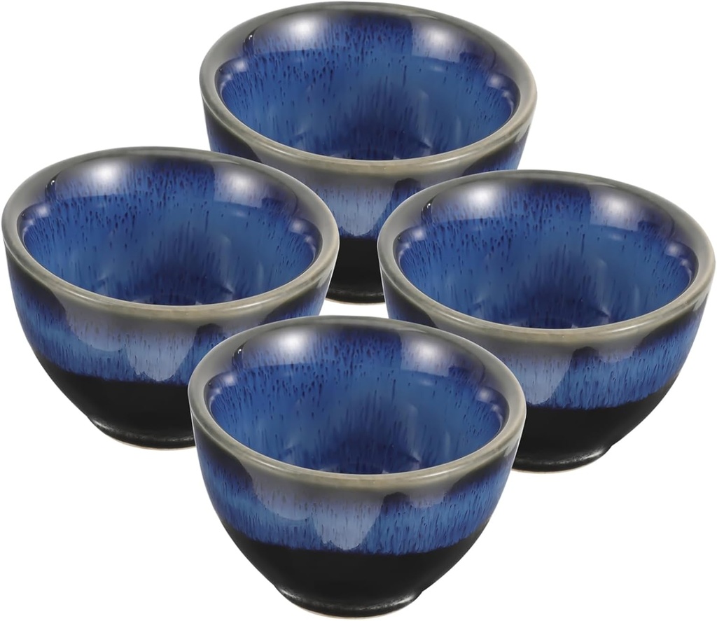 STOBAZA 4pcs Japanese Style Ceramics Sake Cups for Tea Wine and Water Unique Glazed Design Safe Material for Entertaining and Special Occasions